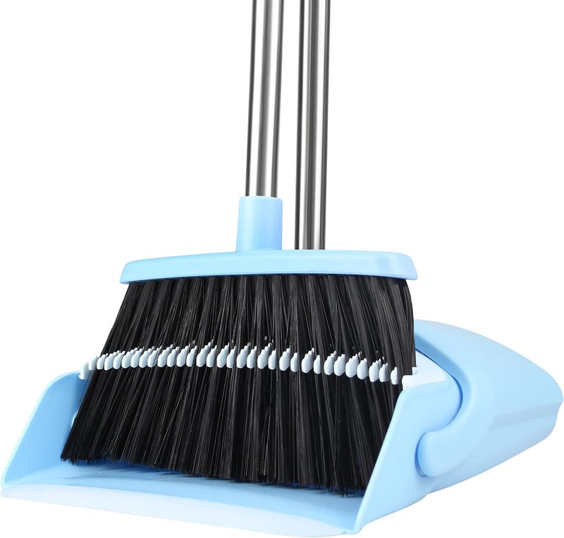 BSKLIN Broom and Dustpan Set, House Broom for Sweeping Indoor Collapsible Broom with Dust Pan Combo Set for Home Office Kitchen Lobby Floor Pet Hair - Image 1